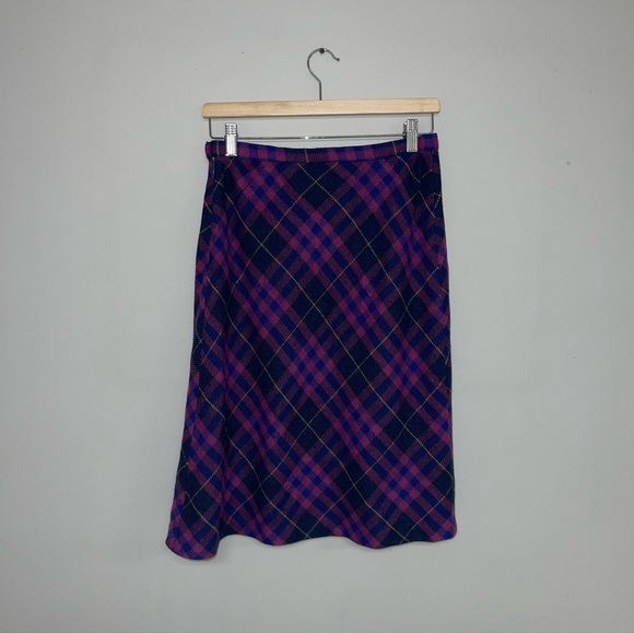 Charme Vintage 2-Piece Set Size 6 US Petite Pink Blue Plaid Wool Skirt Blazer - Picture 8 of 11